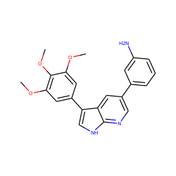 COc1cc(-c2c[nH]c3ncc(-c4cccc(N)c4)cc23)cc(OC)c1OC ZINC000299830509
