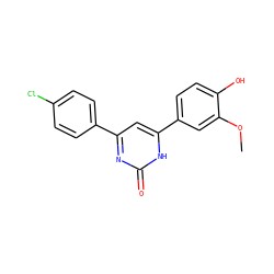 COc1cc(-c2cc(-c3ccc(Cl)cc3)nc(=O)[nH]2)ccc1O ZINC001771591532