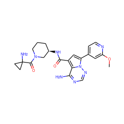 COc1cc(-c2cc(C(=O)N[C@@H]3CCCN(C(=O)C4(N)CC4)C3)c3c(N)ncnn23)ccn1 ZINC000169704046