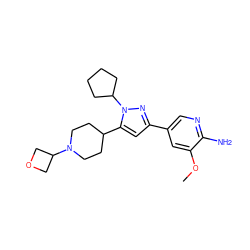 COc1cc(-c2cc(C3CCN(C4COC4)CC3)n(C3CCCC3)n2)cnc1N ZINC000146475708