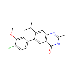 COc1cc(-c2cc3c(=O)[nH]c(C)nc3cc2C(C)C)ccc1Cl ZINC000013679432