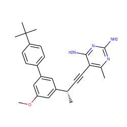 COc1cc(-c2ccc(C(C)(C)C)cc2)cc([C@@H](C)C#Cc2c(C)nc(N)nc2N)c1 ZINC000045285322