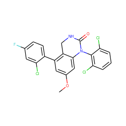 COc1cc(-c2ccc(F)cc2Cl)c2c(c1)N(c1c(Cl)cccc1Cl)C(=O)NC2 ZINC000013487112