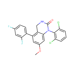 COc1cc(-c2ccc(F)cc2F)c2c(c1)N(c1c(Cl)cccc1Cl)C(=O)NC2 ZINC000013487113