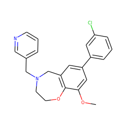 COc1cc(-c2cccc(Cl)c2)cc2c1OCCN(Cc1cccnc1)C2 ZINC000473127369