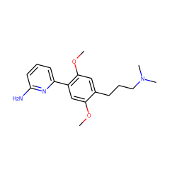 COc1cc(-c2cccc(N)n2)c(OC)cc1CCCN(C)C ZINC000028379572