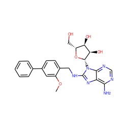 COc1cc(-c2ccccc2)ccc1CNc1nc2c(N)ncnc2n1[C@@H]1O[C@H](CO)[C@@H](O)[C@H]1O ZINC000144519396