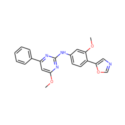 COc1cc(-c2ccccc2)nc(Nc2ccc(-c3cnco3)c(OC)c2)n1 ZINC000013860206