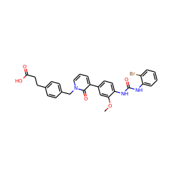 COc1cc(-c2cccn(Cc3ccc(CCC(=O)O)cc3)c2=O)ccc1NC(=O)Nc1ccccc1Br ZINC000014963278