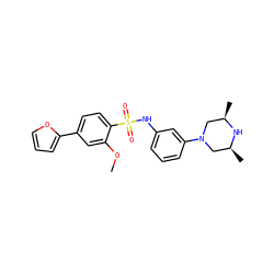 COc1cc(-c2ccco2)ccc1S(=O)(=O)Nc1cccc(N2C[C@H](C)N[C@H](C)C2)c1 ZINC000035998146