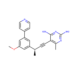 COc1cc(-c2ccncc2)cc([C@H](C)C#Cc2c(C)nc(N)nc2N)c1 ZINC000095590212