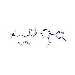COc1cc(-c2cn([C@@H]3C[C@H](C(F)(F)F)CNC3=O)nn2)ccc1-n1cnc(C)c1 ZINC000084616248