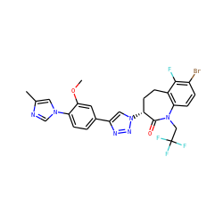 COc1cc(-c2cn([C@@H]3CCc4c(ccc(Br)c4F)N(CC(F)(F)F)C3=O)nn2)ccc1-n1cnc(C)c1 ZINC000144985622