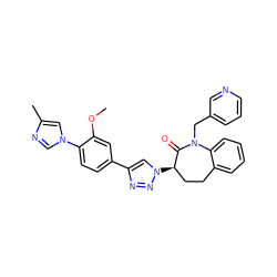 COc1cc(-c2cn([C@@H]3CCc4ccccc4N(Cc4cccnc4)C3=O)nn2)ccc1-n1cnc(C)c1 ZINC000473098020