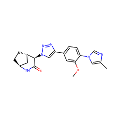 COc1cc(-c2cn([C@H]3C(=O)N[C@H]4CC[C@H]3C4)nn2)ccc1-n1cnc(C)c1 ZINC000101504723
