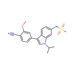 COc1cc(-c2cn(C(C)C)c3cc(NS(C)(=O)=O)ccc23)ccc1C#N ZINC000066079705