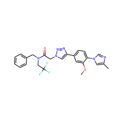 COc1cc(-c2cn(CC(=O)N(Cc3ccccc3)CC(F)(F)F)nn2)ccc1-n1cnc(C)c1 ZINC000084616399