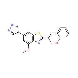 COc1cc(-c2cn[nH]c2)cc2sc([C@H]3COc4ccccc4C3)nc12 ZINC000049033385