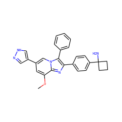 COc1cc(-c2cn[nH]c2)cn2c(-c3ccccc3)c(-c3ccc(C4(N)CCC4)cc3)nc12 ZINC000113658011