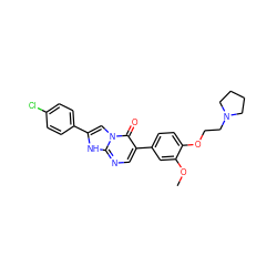 COc1cc(-c2cnc3[nH]c(-c4ccc(Cl)cc4)cn3c2=O)ccc1OCCN1CCCC1 ZINC000101233702