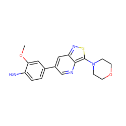 COc1cc(-c2cnc3c(N4CCOCC4)snc3c2)ccc1N ZINC000223272034