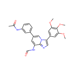 COc1cc(-c2cnc3c(NC=O)cc(-c4cccc(NC(C)=O)c4)cn23)cc(OC)c1OC ZINC000061926661