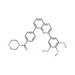 COc1cc(-c2cnc3cccc(-c4ccc(C(=O)N5CCOCC5)cc4)c3n2)cc(OC)c1OC ZINC000049072002