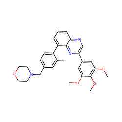 COc1cc(-c2cnc3cccc(-c4ccc(CN5CCOCC5)cc4C)c3n2)cc(OC)c1OC ZINC000049066421