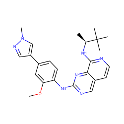 COc1cc(-c2cnn(C)c2)ccc1Nc1ncc2ccnc(N[C@@H](C)C(C)(C)C)c2n1 ZINC000207617458