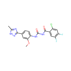 COc1cc(-c2n[nH]c(C)n2)ccc1NC(=O)NC(=O)c1cc(F)c(F)cc1Cl ZINC000003937843