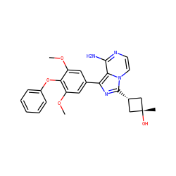 COc1cc(-c2nc([C@H]3C[C@@](C)(O)C3)n3ccnc(N)c23)cc(OC)c1Oc1ccccc1 ZINC000261186677