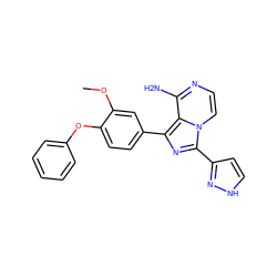 COc1cc(-c2nc(-c3cc[nH]n3)n3ccnc(N)c23)ccc1Oc1ccccc1 ZINC000096168255