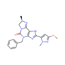 COc1cc(-c2nc3c([nH]2)C2=N[C@H](C)CN2C(=O)N3Cc2ccccc2)n(C)n1 ZINC000072110110