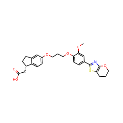 COc1cc(-c2nc3c(s2)CCCO3)ccc1OCCCOc1ccc2c(c1)CC[C@H]2CC(=O)O ZINC000014977165