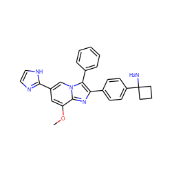 COc1cc(-c2ncc[nH]2)cn2c(-c3ccccc3)c(-c3ccc(C4(N)CCC4)cc3)nc12 ZINC000168216106