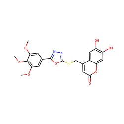 COc1cc(-c2nnc(SCc3cc(=O)oc4cc(O)c(O)cc34)o2)cc(OC)c1OC ZINC000003367456