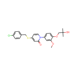 COc1cc(-n2ccc(SCc3ccc(Cl)cc3)cc2=O)ccc1OCC(C)(C)O ZINC000116941554