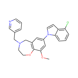 COc1cc(-n2ccc3c(Cl)cccc32)cc2c1OCCN(Cc1cccnc1)C2 ZINC000473132681