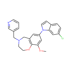 COc1cc(-n2ccc3ccc(Cl)cc32)cc2c1OCCN(Cc1cccnc1)C2 ZINC000473131255