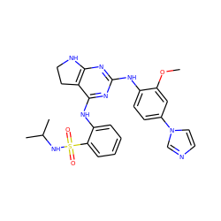 COc1cc(-n2ccnc2)ccc1Nc1nc2c(c(Nc3ccccc3S(=O)(=O)NC(C)C)n1)CCN2 ZINC000221716847