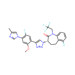 COc1cc(-n2cnc(C)c2)c(F)cc1-c1cn([C@H]2CCc3c(F)cccc3N(CC(F)(F)F)C2=O)nn1 ZINC000473131787