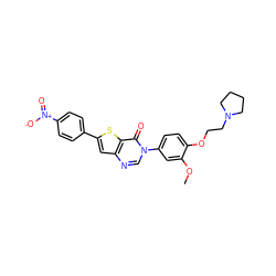 COc1cc(-n2cnc3cc(-c4ccc([N+](=O)[O-])cc4)sc3c2=O)ccc1OCCN1CCCC1 ZINC000040567115