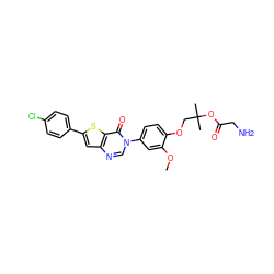 COc1cc(-n2cnc3cc(-c4ccc(Cl)cc4)sc3c2=O)ccc1OCC(C)(C)OC(=O)CN ZINC000474610080