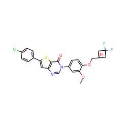 COc1cc(-n2cnc3cc(-c4ccc(Cl)cc4)sc3c2=O)ccc1OCC1(O)CC(F)(F)C1 ZINC000095562444