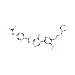 COc1cc(-n2cnc3cc(-c4ccc(NC(C)=O)cc4)sc3c2=O)ccc1OCCN1CCCC1 ZINC000040762809
