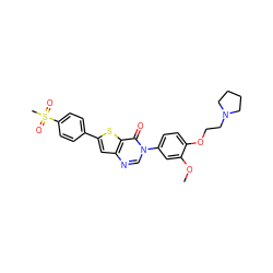 COc1cc(-n2cnc3cc(-c4ccc(S(C)(=O)=O)cc4)sc3c2=O)ccc1OCCN1CCCC1 ZINC000040619735