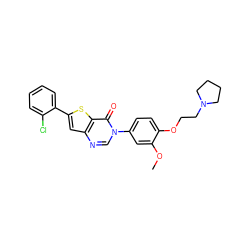 COc1cc(-n2cnc3cc(-c4ccccc4Cl)sc3c2=O)ccc1OCCN1CCCC1 ZINC000040822706