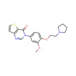 COc1cc(-n2cnc3ccsc3c2=O)ccc1OCCN1CCCC1 ZINC000040810680
