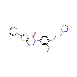 COc1cc(-n2cnc3sc(-c4ccccc4)cc3c2=O)ccc1OCCN1CCCC1 ZINC000040567754