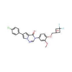 COc1cc(-n2cnn3cc(-c4ccc(Cl)cc4)cc3c2=O)ccc1OCC1(O)CC(F)(F)C1 ZINC000140506054